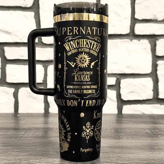 Exclusivo: Garrafa Térmica 1.2L Edição Especial Supernatural Customizada Dourado Gravação Laser + *BRINDE 1x Chaveiro Exclusivo* - EDIÇÃO LIMITADA