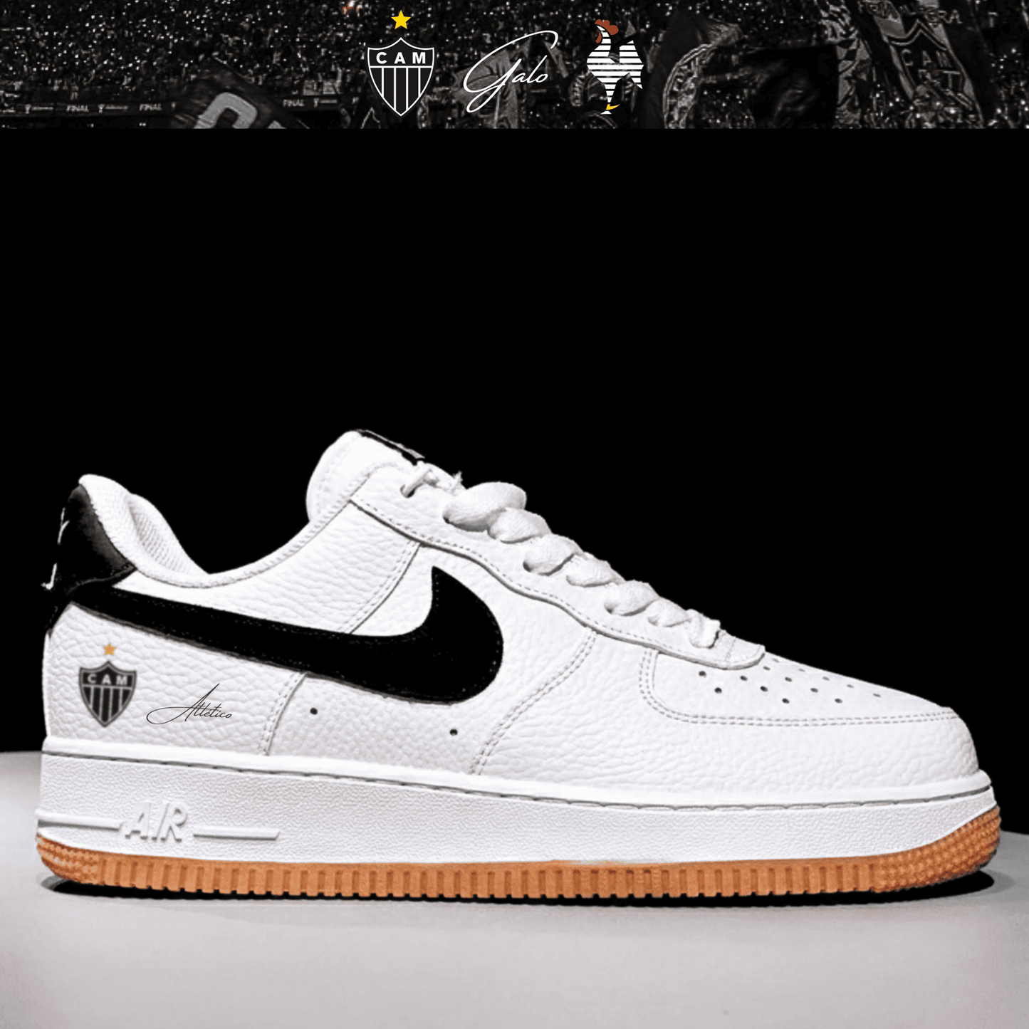 Exclusivo: Tênis Air Force White Black Obsidian Signature Customizado Galo 2026 + *BRINDE 1x Caneca Oficial* - EDIÇÃO LIMITADA