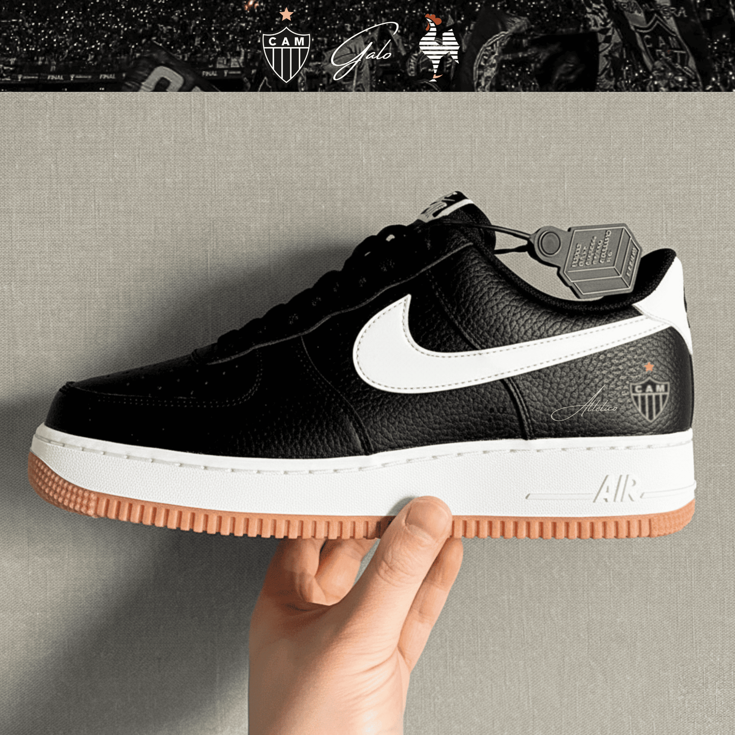 Exclusivo: Tênis Air Force White Black Obsidian Signature Customizado Galo 2026 + *BRINDE 1x Caneca Oficial* - EDIÇÃO LIMITADA