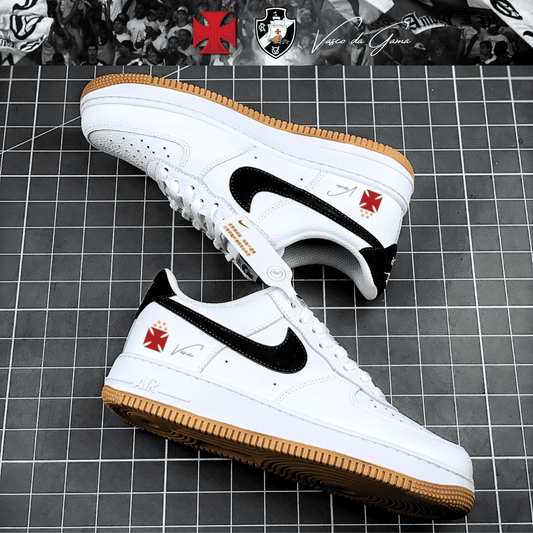 Exclusivo: Tênis Air Force White Black Obsidian Signature Customizado do Vasco + *BRINDE 1x Caneca Oficial* - EDIÇÃO LIMITADA