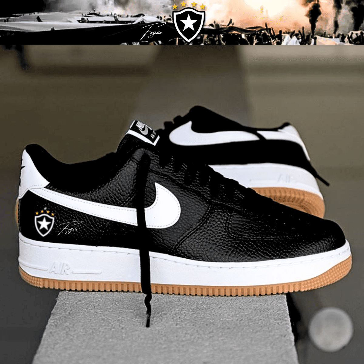 Exclusivo: Tênis Air Force White Black Obsidian Signature Customizado do Glorioso + *BRINDE 1x Caneca Oficial* - EDIÇÃO LIMITADA