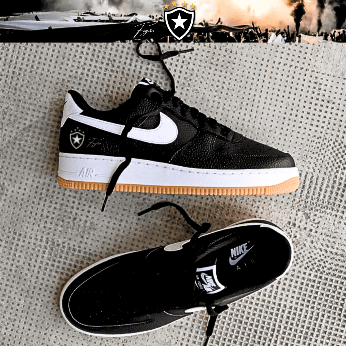 Exclusivo: Tênis Air Force White Black Obsidian Signature Customizado do Glorioso + *BRINDE 1x Caneca Oficial* - EDIÇÃO LIMITADA